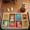 Tappeto da ingresso con cane cartoon, zerbino antiscivolo in PVC per casa e corridoio. - Cane Carino Stile Foresta