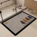 Cartoon cat bath mat, non-slip absorbent diatom mud floor mat for bathroom door and toilet. - 40*60cm (Diatomaceous Mud) / Cat Gazing at Moon Square