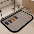 Cartoon cat bathroom absorbent floor mat, anti-slip diatom mud rug for home doorway. - 40*60cm (Diatomaceous Mud) / Cat Gazing at Moon Large Rounded Corner