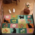 Tappeto d'ingresso antiscivolo con gatti carini in PVC zerbino resistente allo sporco - Gatto Fiore di Città