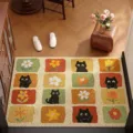 Simpatico Tappeto Ingresso PVC Antiscivolo per Corridoio Casa con un Motivo Carino - Gatto Floreale Divertente