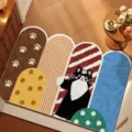 Tappeto d'ingresso a tema cartone animato antiscivolo grazioso motivo gatto zerbino casa. - Lingua di Velluto Nuovo Yu