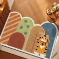 Simpatico tappeto gatto per ingresso, zerbino antiscivolo dal design ad archi, arredamento casa. - Velluto Jin Yu