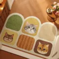 Tappeto d'ingresso in vinile con gatto carino antiscivolo resistente allo sporco e usura - Griglia Colorata di Gatto
