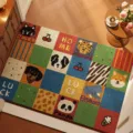 Tessuto per ingresso colorato con motivi di animali patchwork, zerbino antiscivolo in PVC. - Animali Domestici a Griglia Colorata