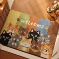 Tappeto da ingresso gatto cartone animato, passatoia antiscivolo in PVC per porta. - Gatto Carino Illusione