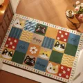 Tappeto d'ingresso gatto cartone animato, zerbino antiscivolo in PVC per la casa. - Pioggia Blu di Gatto