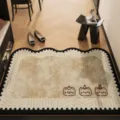 Cute cartoon cat patterned loop velvet doormat, non-slip entrance rug for indoor home floor decor - Simple Cat