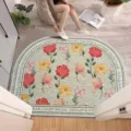 Vintage half-circle PVC silk loop door mat with elegant floral pattern for home entryway. - 40*60cm / Green Floral Horizontal