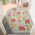 Vintage PVC loop doormat semi-circle anti-dirt entrance rug home hallway floor mats - 40*60cm / Green Floral Vertical