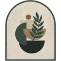 Modern minimalist arch door mat PVC anti-slip floor mat for home entryway outdoor use - Elegant Green Terrace (Vertical)