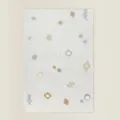 White plush kids room rug variant with cute colorful geometric patterns, soft floor mat. - Small Pebbles