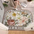 Retro PVC lussen deurmat met bloemenprint, antislip inloopmat voor de entree thuis. - 40*60cm / Pioen Horizontaal