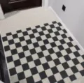 Nordic minimalist black and white checkered floor mat durable PVC anti-slip entryway rug - Black White Grid