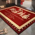 Red festive loop pile floor mat for home entrance, anti-dust durable welcome door rug. - Apricot Red Full House
