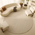 Retro French style round rug for living room bedroom, elegant striped circle carpet decor. - 60*60cm Dot Plastic Bottom / Step by Step