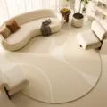 Detailed view of vintage French circular rug featuring abstract line design in cozy living room. - 60*60cm Dot Plastic Bottom / High Mountain Flowing Water