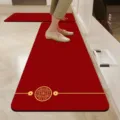 New Chinese style red kitchen runner mat, anti-slip absorbent floor carpet for home use. - Concentric Knot