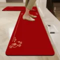 New Chinese style kitchen floor mat anti-slip wear resistant absorbent red rug decor - Peace and Joy
