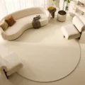 Retro French round loop pile carpet for living room bedroom floor mat beige geometric decor - 60*60cm Dot Plastic Bottom / Like a Dream