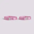 Pink elastic garter straps anti-slip boot bands for women fashion accessories detail view. - One Size / Pink