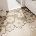 Daisy pattern entrance door mat, non-slip floor rug for indoor home entryway decor. - 40*60cm / Floral A Brown