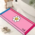 Pink diatomaceous earth bathroom floor mat with cute 3d flower smiley design non-slip - 50x120cm / Pink Smile One Flower