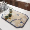 Chinese style kitchen draining mat diatomaceous earth absorbent mat for tableware cups and mugs - 30*40cm(Tech Cloth) / Nightingale Beige