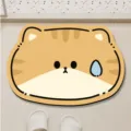 Cute cartoon cat shaped diatomite absorbent floor mat, anti-slip bathroom door foot mat. - Cat Expression