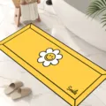 Yellow absorbent diatomite bath mat with cute smiley flower design for home bathroom. - Yellow Smile One Flower