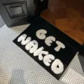 Nordic INS style black and white flocked bath mat with 'GET NAKED' text for bathroom bedroom. - 40*60cm / Get Naked