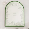 Arch botanical doormat non-slip entrance rug durable aesthetic floor mat for home hallway - 40x60cm (5mm Leather) / Lily of the Valley - Emerald Green - Arched