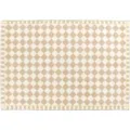 Beige checkered cashmere-like rug, stylish geometric diamond carpet for living room, study. - 80*120cm / Khaki