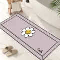 Absorbent diatomaceous earth bathroom floor mat with cute daisy smiley face design for home - 50x120cm / Gray Smile One Flower