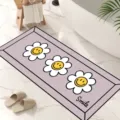 Cute daisy smile bath mat, absorbent diatomaceous earth non-slip floor mat for bathroom. - 50x120cm / Gray Smile Three Flowers