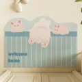 Cute cartoon animal welcome floor mat, non-slip entry doormat for home hallway and doorway. - 40*60cm (Coil Mat) / Climbing Rabbit Blue