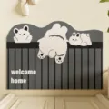 Cute cartoon animal entrance floor mat, durable anti-slip silk loop doormat for home. - 40*60cm (Coil Mat) / Climbing Rabbit Dark Gray