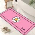 Floral diatomaceous earth bath mat, absorbent quick-dry non-slip floor mat for bathroom. - Pink Smile One Flower