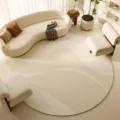 Round rug for living room bedroom French retro style modern minimalist cream beige floor mat area - 60*60cm Dot Plastic Bottom / Years Passing