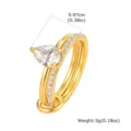 Gold multi-ring zircon ring with pear cut main stone, stylish layered design for women. - Pear-shaped Stone Stackable Style (R-730G)