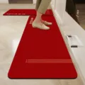 Red Chinese style kitchen floor mat, non-slip and absorbent long rug for home use. - Single Pack: 40*60cm / Rolling Wealth