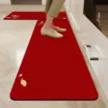 New Chinese style kitchen floor mat non-slip absorbent red rug for home use and decor. - Single Pack: 40*60cm / Blessing to My Home