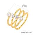 Gold stainless steel multi-layer zirconia ring sparkling stones stackable fashion jewelry - Round Rhinestone Multi Ring Style (RC-1160G)