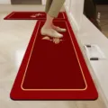 Red Chinese style kitchen floor mat non-slip absorbent diatom mud carpet variant style. - Peace Knot