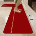 Red kitchen floor mat non slip absorbent modern runner rug for home floor decor setup - All the Best