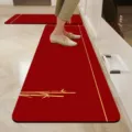 New Chinese style kitchen runner rug non-slip absorbent red floor mat for home decor - Bamboo Peace