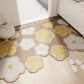 Floral PVC Doormat Non-Slip Welcome Floor Mat Brown Tufted Entrance Rug Decor - Floral C Brown