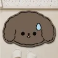 Cute cartoon brown dog shaped absorbent non-slip floor mat for bathroom and doorway - 40*60cm / Dog Expression