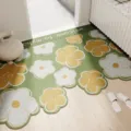 Fresh floral entryway doormat, anti-slip cuttable PVC loop mat for home hallway decor. - Floral C Green