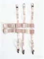 Close-up details of the pink adjustable shirt stays, featuring metal clips and leather joints. - Split Type (Pair) / L / Pink